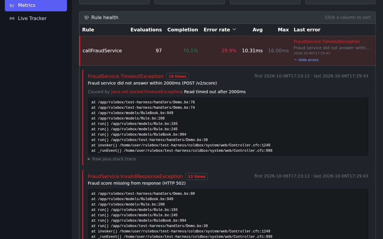 Errors and stack traces